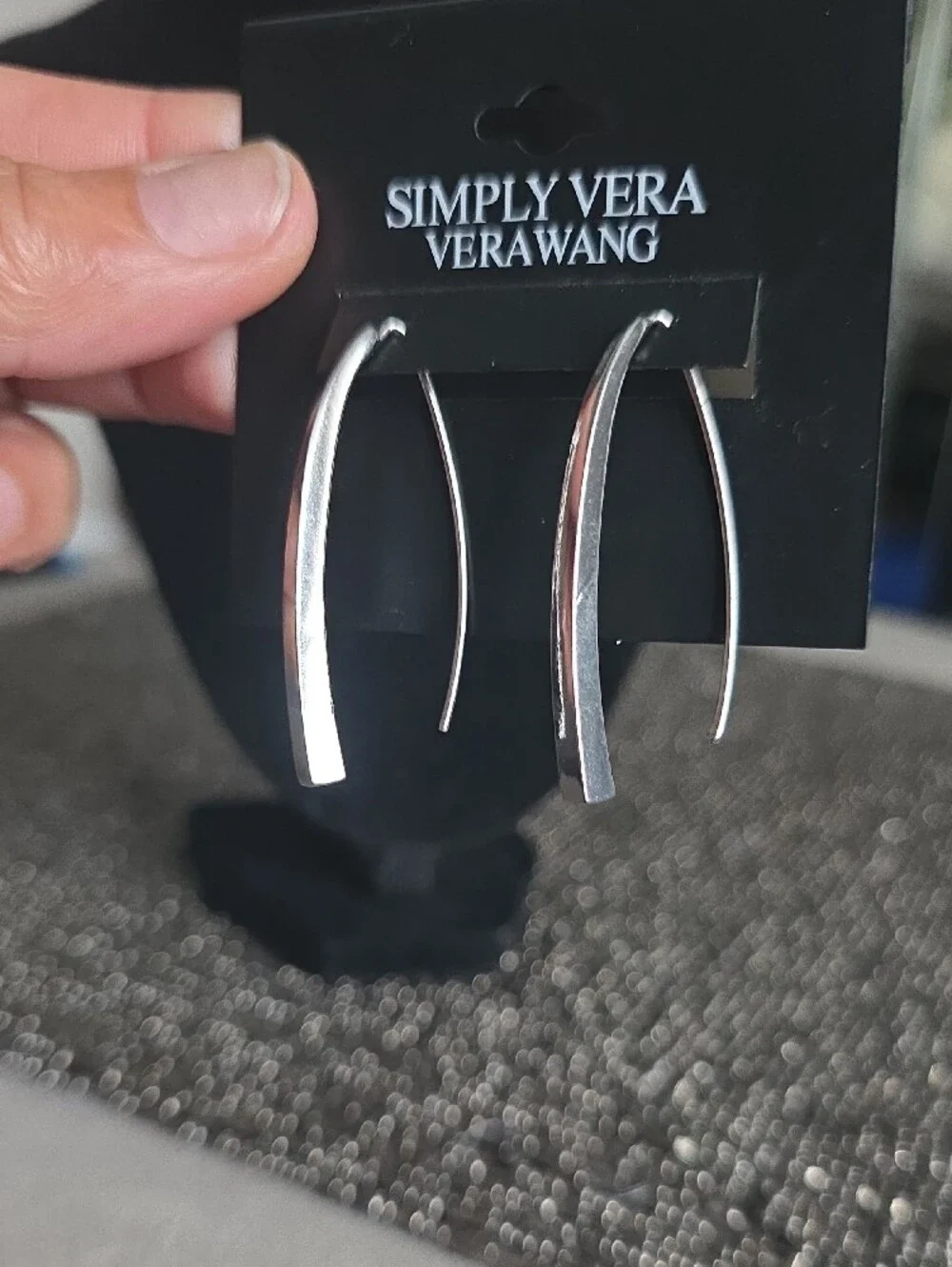 Simply Vera Vera Wang Polished Silver Slim Drop Earrings
